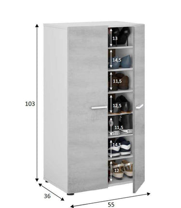 Zuldy Grey and White Shoe Cupboard: Modern Storage Solution for organised Footwear - UK Luxury Furniture